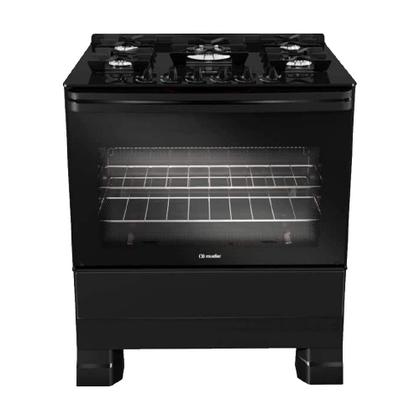 Fogão 5 Bocas Mueller MFV5BF Mesa de Vidro Preto Fosco Bivolt