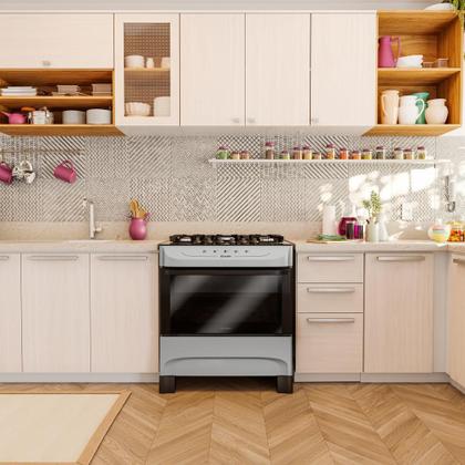 Fogão 5 Bocas Mueller Titânio com Mesa de Vidro Bivolt