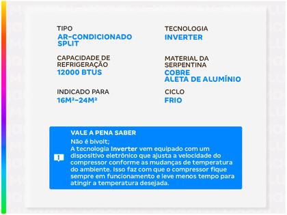 Ar-condicionado Split 12.000BTUs Gree Inverter Frio GWC12ATBXA-D6DNA1A