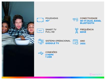 Smart TV 40" TCL Full HD QLED 40S5K Google TV 2 HDMI - Bivolt