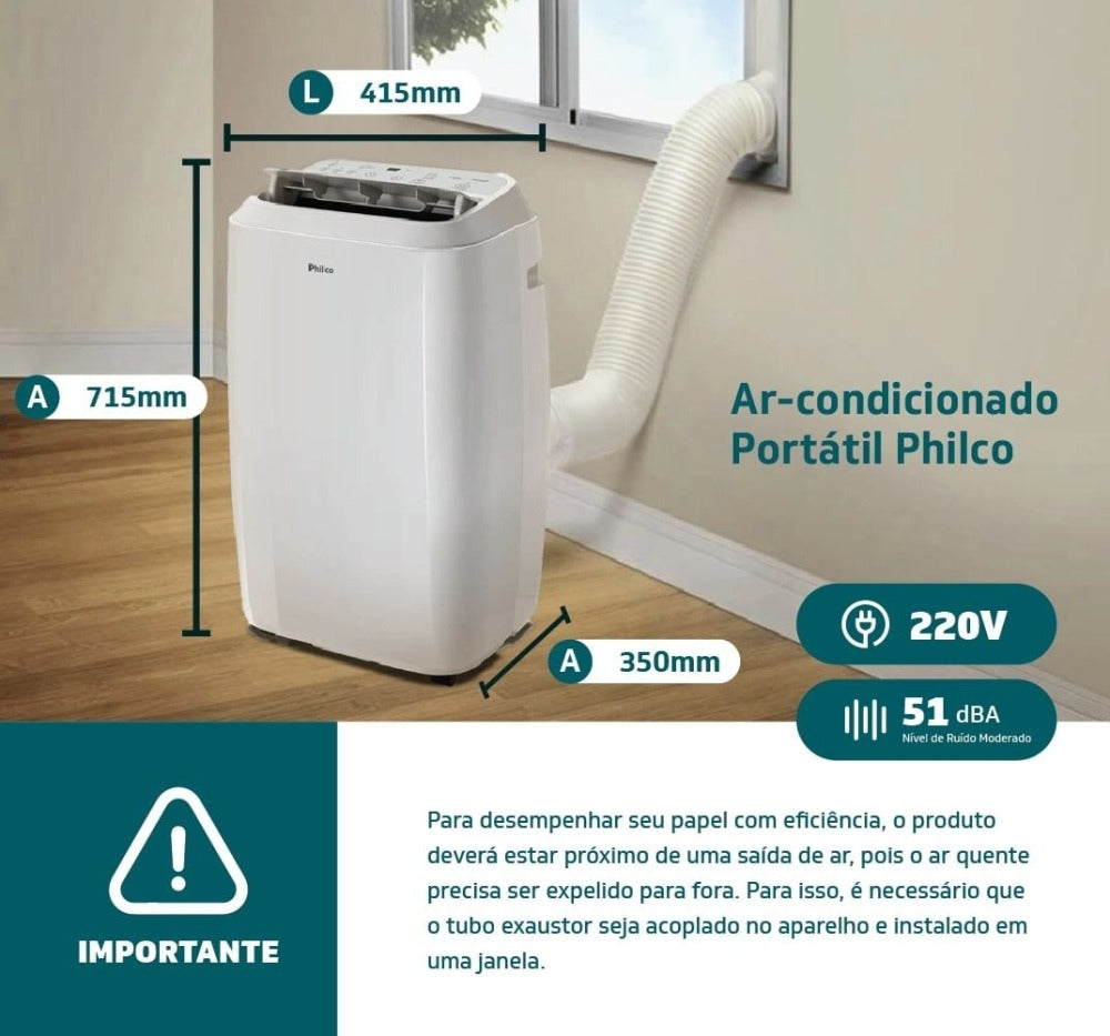 Ar-Condicionado Portátil Philco PAC12000F5 8.000 BTUs Só Frio BiVOLT